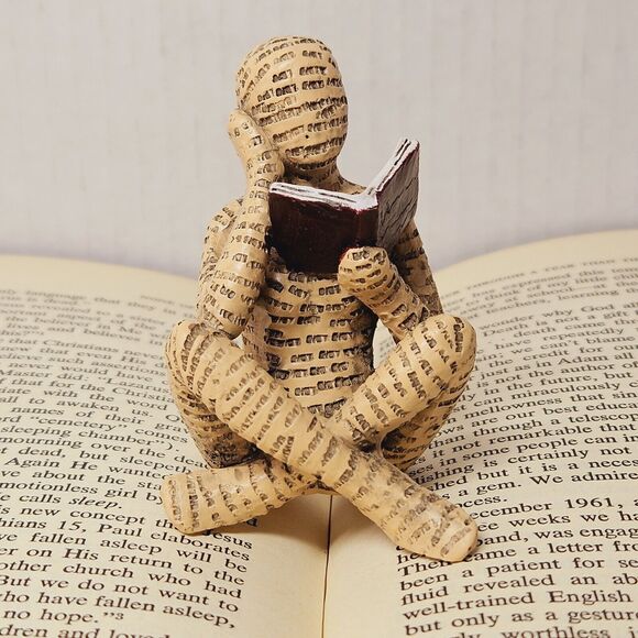 Other - Resin Woman Reading Book Figurine Human Sculpture Bookends Bookshelf Words Skin